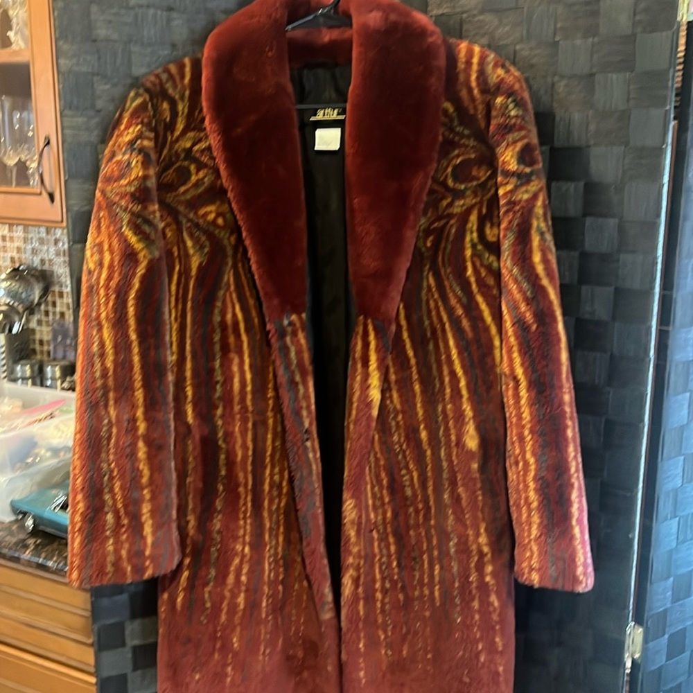 Mid Thigh ArtFur Maroon Soft Material Winter Coat “Modacrylic Material”